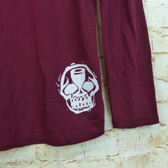 Chronic Clothing Chronic Cellars Shirt Women M Burgundy LS Graphic Logo Skull - Picture 9 of 13